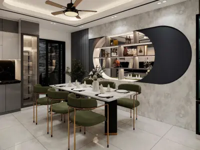 Luxury Living room Dining room and Kitchen  3D model