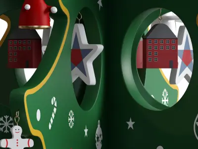 Christmas tree with mini ornaments 3D model