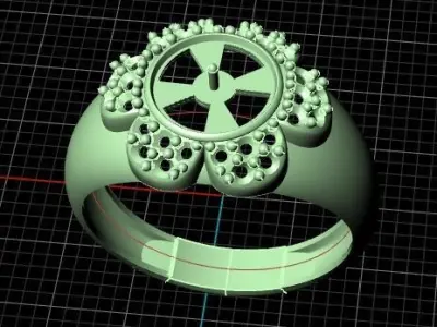 Flower ring with gems 3D print model