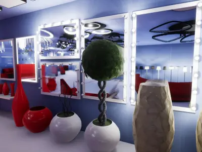 Interior Furniture and Props Low-poly 3D model