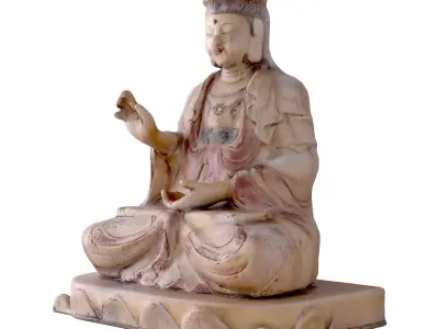 Carved Marble Buddha 3D model