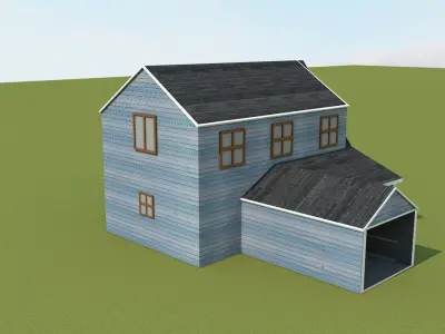 the house with roof Low-poly 3D model
