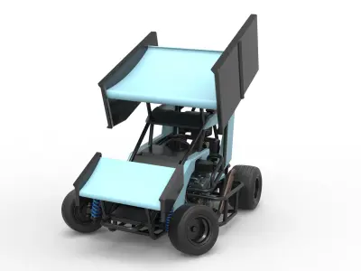 Winged 600 Micro sprint car while turning Scale 1 to 25 3D print model