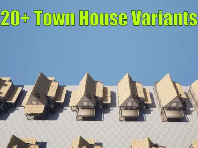 20 House Variants - 4K NEXT GEN game-ready models of town houses Low-poly 3D model