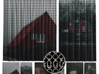 chain curtains and kitchen curtains 3D model