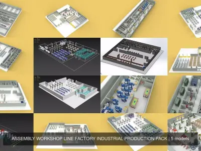 ASSEMBLY WORKSHOP LINE FACTORY INDUSTRIAL PRODUCTION PACK 3D Model Collection