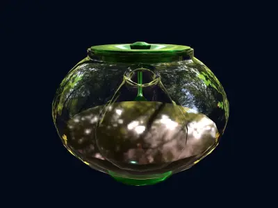 Green Vines Glass Tea Set 3D Model Low-poly 3D model