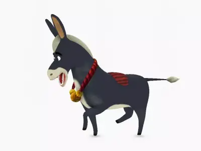 Donkey cartoon wearing scarf 3D model