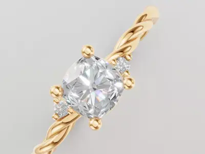 Solitaire ring with braided hoop Free 3D print model
