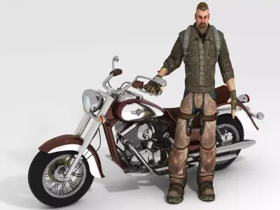 Chopper Biker 5 - 4K Low-poly 3D model