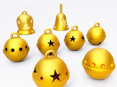 Christmas bell 3d model set3 Low-poly 3D model