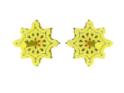 Luxury Ruby and Diamond Floral Stud Earrings 3D Model 5887 3D print model