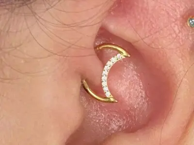 Pac 2 sizes piercing Moon segment for ear Daith helix  3D print model