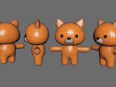 Chubby Fox Animated for Games  Low-poly 3D model