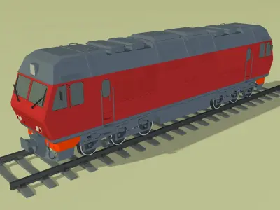 3d model of a diesel locomotive with wagons 3D model