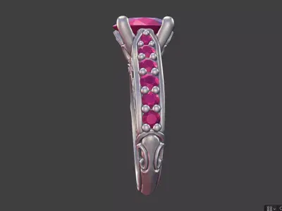 SCROLLWORK RING WITH PAVE 3D print model