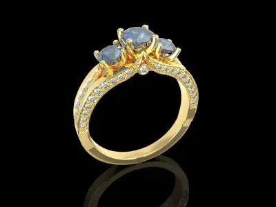 Luxury sapphire diamond ring  3D print model