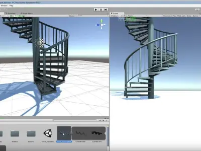 Aluminum spiral staircases for outside Low-poly 3D model