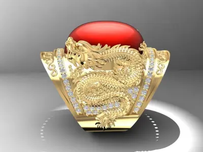 Luxury Dragon Ring with Gemstone for Men 1581 3D print model