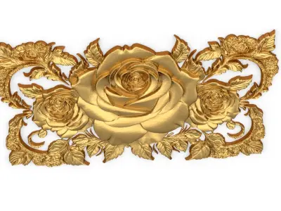 mural classic flowers decor ornament 04 3D model