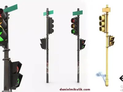 Traffic Light PBR Textures Low-poly 3D model