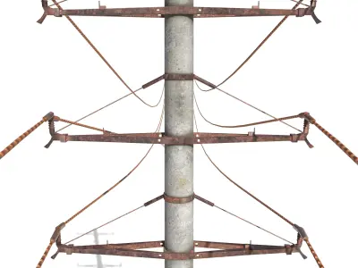 Electricity Pole 19 Weathered Low-poly 3D model