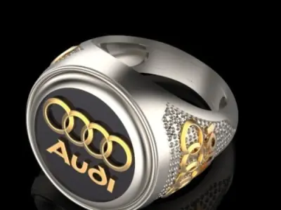 Audi man ring Silver Gold  Print 3D print model