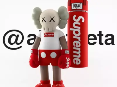 Kaws Box Supreme Textured Low-poly 3D model