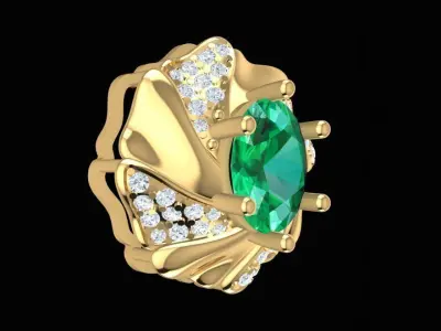 Elegant Twisted Petal Gemstone Pendant  295 3D print model