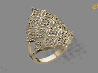 Vintage Womens Diamond Ring Women Rings 3dmodels 3D print model 3D print model 7