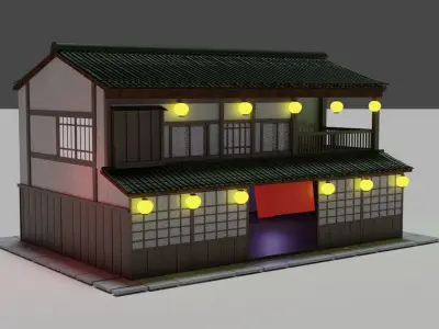 Japanese house Free low-poly 3D model