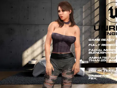 Casual girl full rigged - game ready - animated Low-poly 3D model