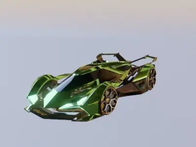 green Car 3D Blender File 3D model 3D model Low-poly 3D model