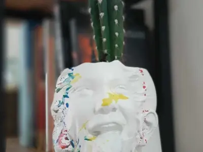 human face stylized pot 3D print model 3D print model