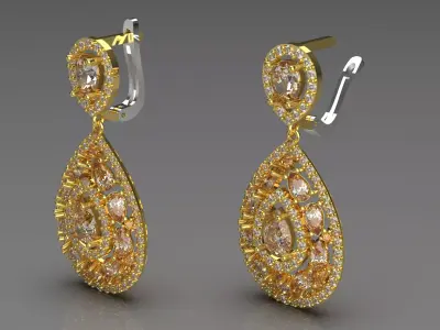 Worldly Teardrop Drop stl 3d Earrings model je0095 3D print model