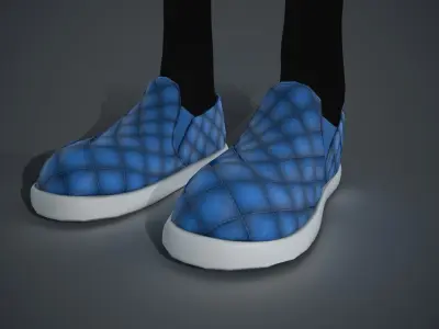 Blue Leather Shoes Style 2  Low-poly 3D model