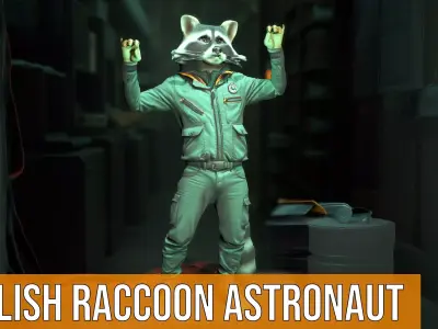 Stylish Raccoon Astronaut model pack Low-poly 3D model