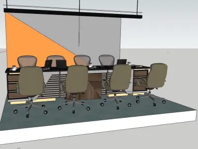 Office Table Chair Staff Free low-poly 3D model