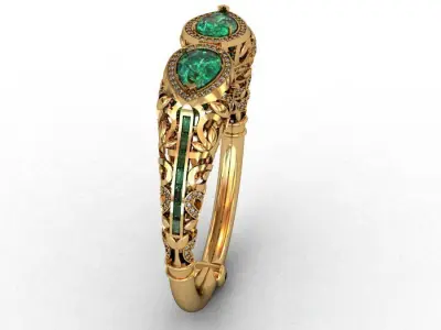 bracelet emerald and gold ring 3D print model