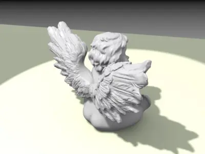 Angel figurine with heart shaped pillow 3D print model