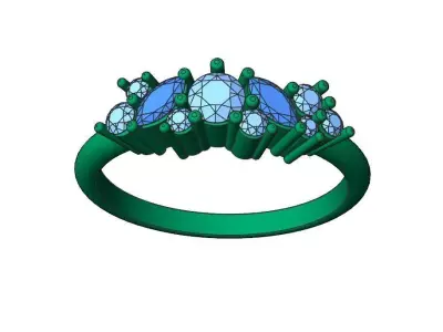 Engagement diamond ring with two marquise 3D print model