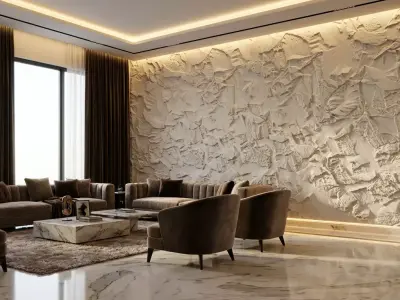 Stone Relief Panel wall decor set mural STL CNC 288 3D model