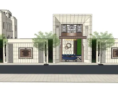 Ancient hotel with luxury living Dubai Style 3D model