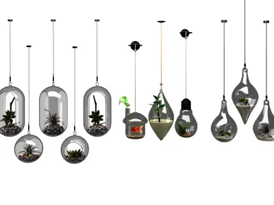 detailed 3D Hanging Glass Terrarium Collection 3D model
