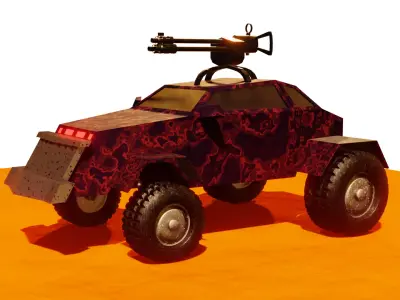 car 1 armored vehicle with gun Low-poly 3D model
