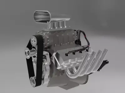 High detail HEMI V8 Engine 3D model