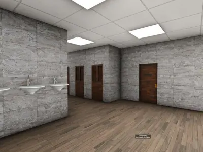 building with car Low-poly 3D model