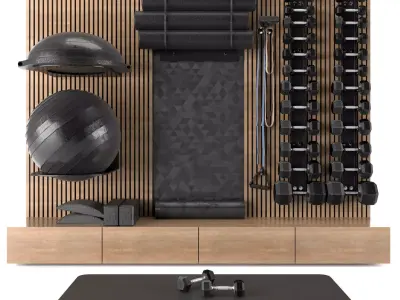 Home Gym Yoga Fitness Decoration Set 051 3D model