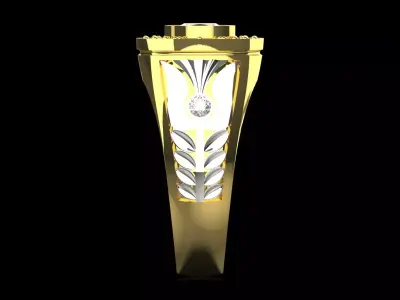 Mens Two-Tone Diamond stl 3dm Ring Classic Design Model mr0263 3D print model