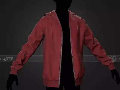 Red Open Hoodie Style 1 Low-poly 3D model
